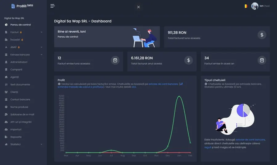 ProBill dashboard